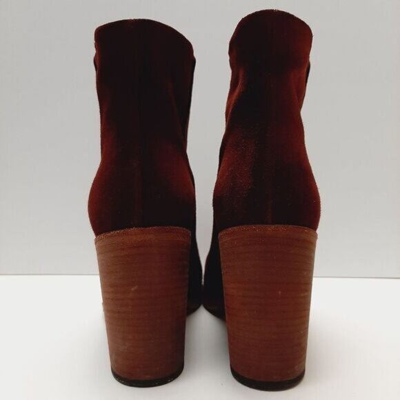 NOW Made in Italy Suede Slip-On Ankle Boot Block Heel Maroon Wine Red Sz Euro 40 - Picture 10 of 16